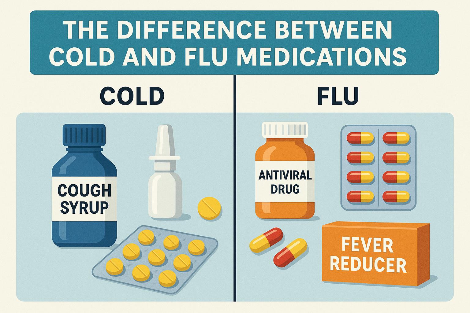 The difference between cold and flu medications.