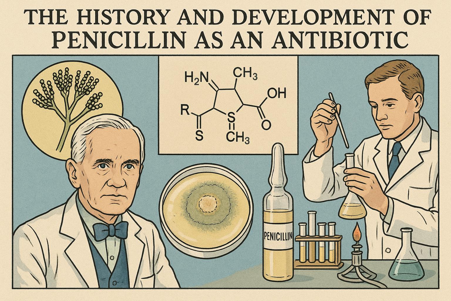 The history and development of penicillin as an antibiotic.